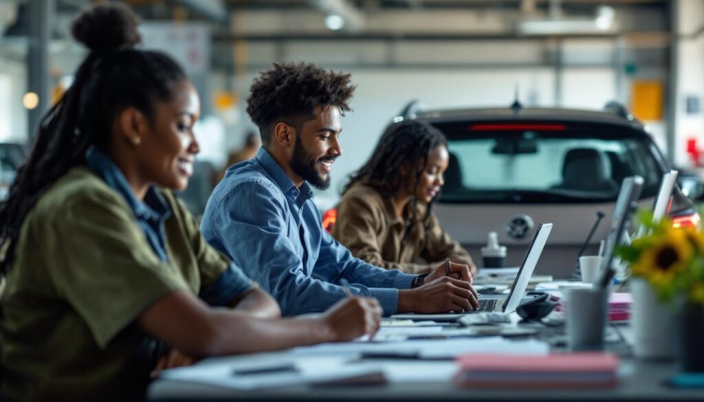 estudiantes trabajando en un portatil