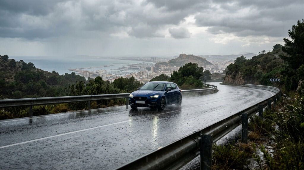 coche sobre lluvia en alicante